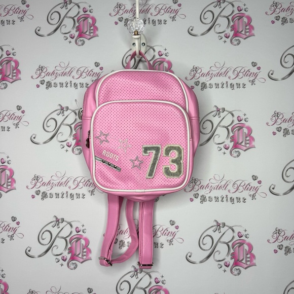 Roots Backpack pink 2000s sporty preppy athletic style 73 fuzzy logo zippers - Picture 9 of 14
